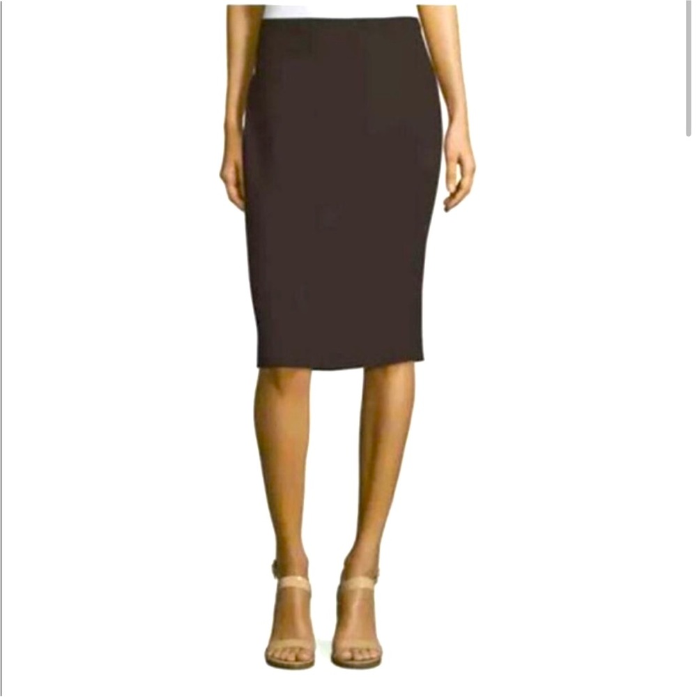 Eileen Fisher brown knit stretchy pencil skirt M